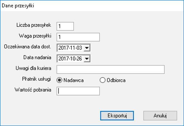 Dane do przesy ki Aby zapisa dokument do Schenker nale y przej do "Kartoteki dokumentów sprzeda y" i z menu podr cznego wybra "Zapisz dokument do Schenker (BLOT){2}" lub wybra ALT + 2.