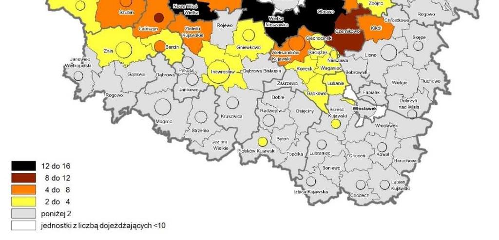 Pomorskiej Specjalnej Strefy Ekonomicznej (Łysomice, Grudziądz, Świecie, Kowalewo Pomorskie, Barcin, Rypin, Bydgoszcz, Wąbrzeźno, Włocławek, Brodnica, Inowrocław).