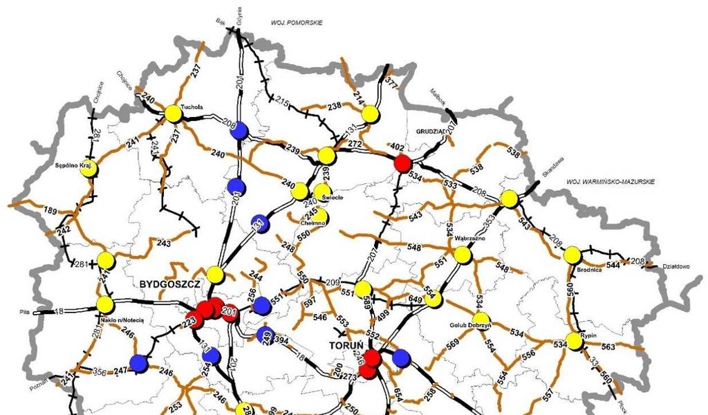węzłach przesiadkowych wojewódzkich przewozów pasażerskich z ważnymi liniami gminnych przewozów pasażerskich, co przyczyni się do zwiększenia zasięgu podróży publicznym transportem zbiorowym dla