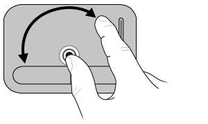 Obracanie Gest obracania pozwala na obracanie takich elementów, jak zdjęcia. W celu obrócenia, połóż lewy palec wskazujący na obszarze płytki dotykowej TouchPad.