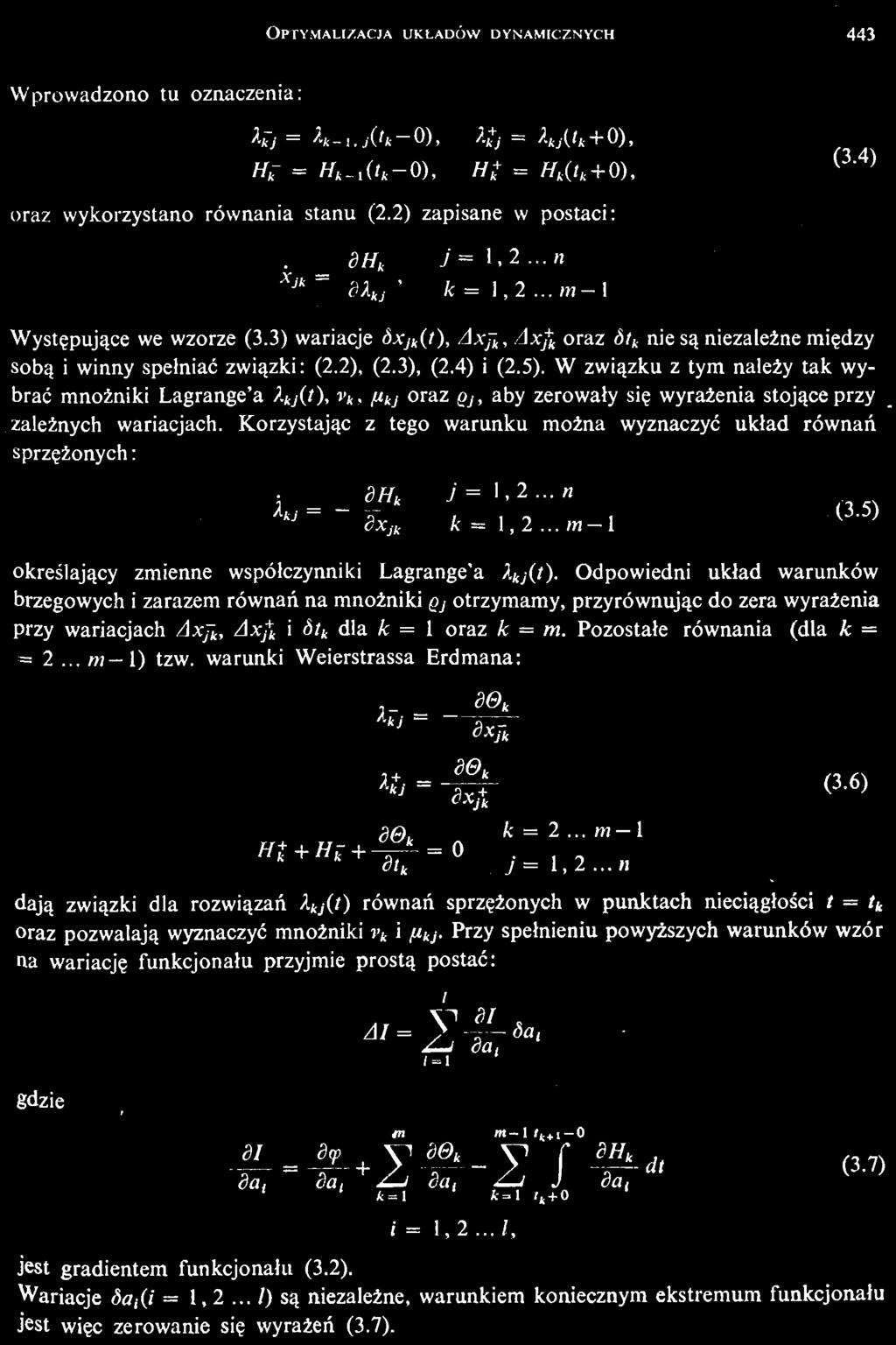 .. n dają zwią zki dla rozwią zań X kj (t) równań sprzę ż onyc h w punktach niecią głośi c t =