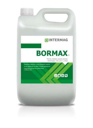 BORMAX TURBO Płynny nawóz zawierający 150 g boru (B) w 1 litrze w formie boroetanoloaminy.