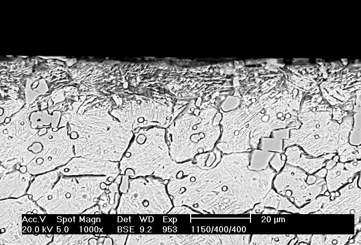 nitriding at 4 o C, scanning electron microscope, magnification 2 x a) b) Rys. 11.