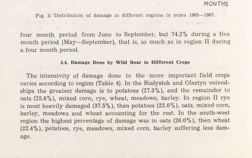 452 R. Mackin time. In the Poznań voivodship it lasts from May to August (74.3% of total damage), although damage in April and September is also high (17.9%).