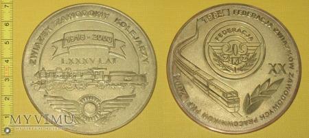 Medal kolejowy - związkowy ZZK Medal kolejowy - związkowy ZZK 98-2003 - LXXXV LAT - ZWIĄZEK ZAWODOWY KOLEJARZY (medal