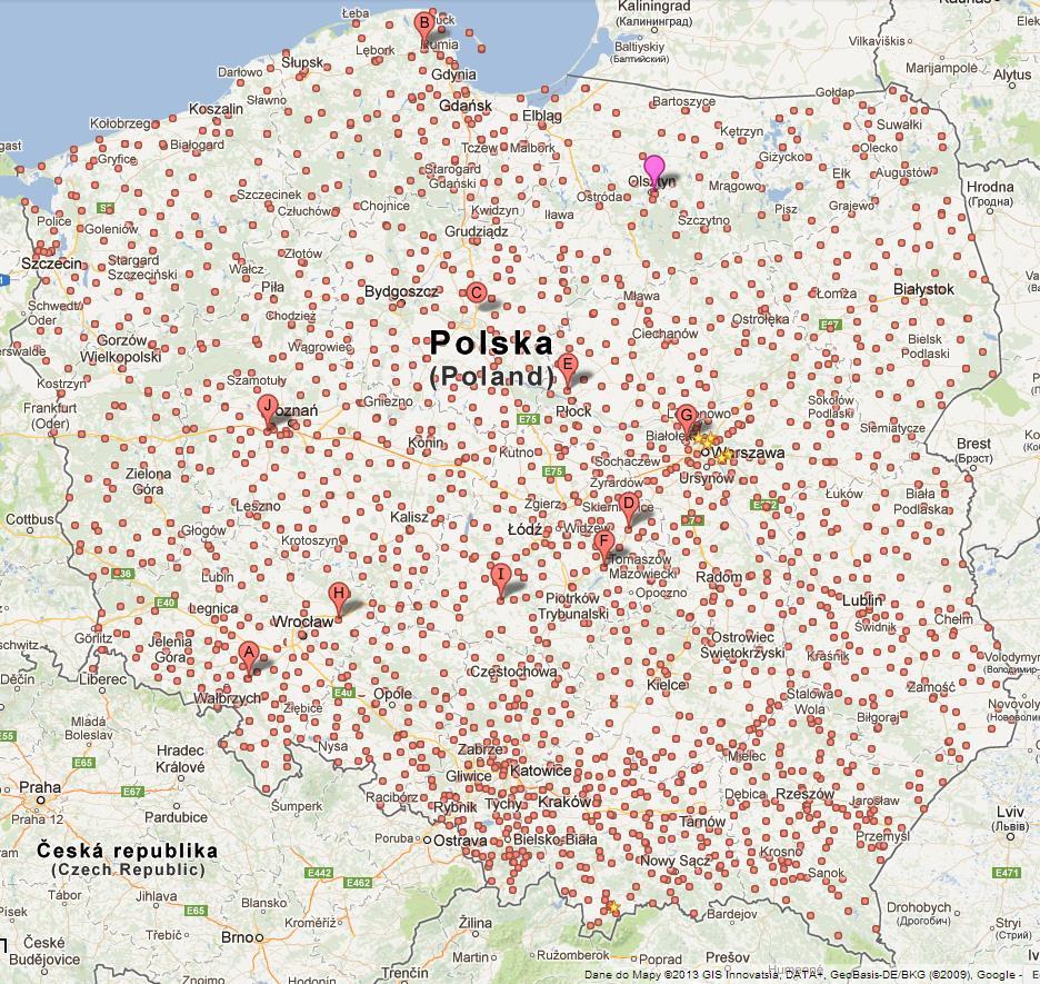 stan obecny Ponad 1300 punktów potwierdzeń na terenie całej Polski i na świecie: Urzędy skarbowe