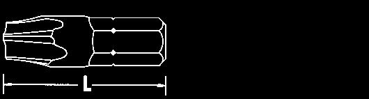 o Końcówki wkrętakowe typu BIT z otworem w końcówce, do śrub z gniazdem TOX (TOX TAMPE ESISTANT) C zewn. L Kod Nr rozm.