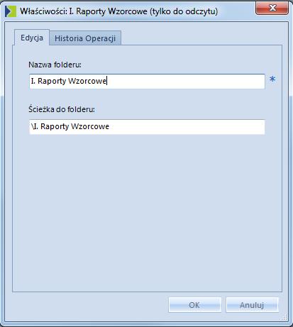 Rysunek 30 Właściwości folderu Stworzony folder można edytować, bądź usuwać za pomocą przycisków z grupy Foldery.