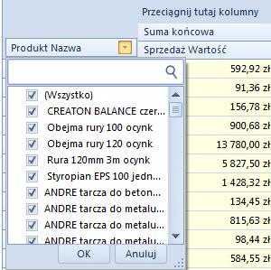 Rysunek 66 Filtrowanie elementów wymiaru Rysunek 67 Sortowanie elementów wymiaru Istnieje również możliwość sortowania ręcznego.