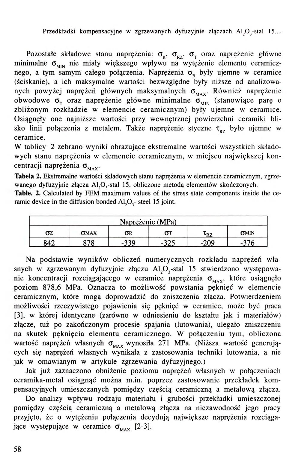 Przedkładki kompensacyjne w zgrzewanycłi dyfuzyjnie złączacli Al^Oj-stal 15.