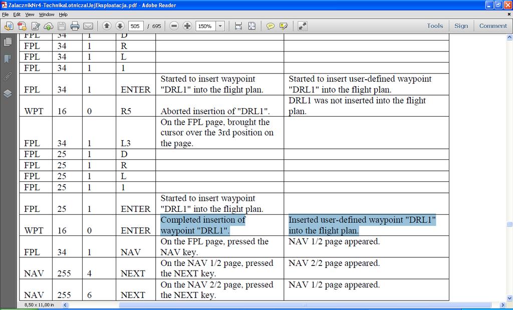 DRL jako waypoint zostaje skasowany z punktów nawigacyjnych planu lotu i ktoś