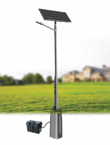 Systemy autonomiczne LED Lampa solarna jest typem oświetlenia zasilanego prądem generowanym przez zamontowane na słupie stalowym panele fotowoltaiczne stanowiące jego integralną część.