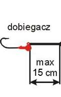 a) Przynęta główna (pilker) uzbrojona w sposób elastyczny w jedną kotwicę /rysunek nr 2/, pojedynczy haczyk lub w tzw. Dobiegacz, (o rozwarciu haczyka nie większym niż 20 mm) /rysunek nr 3/. Rys.
