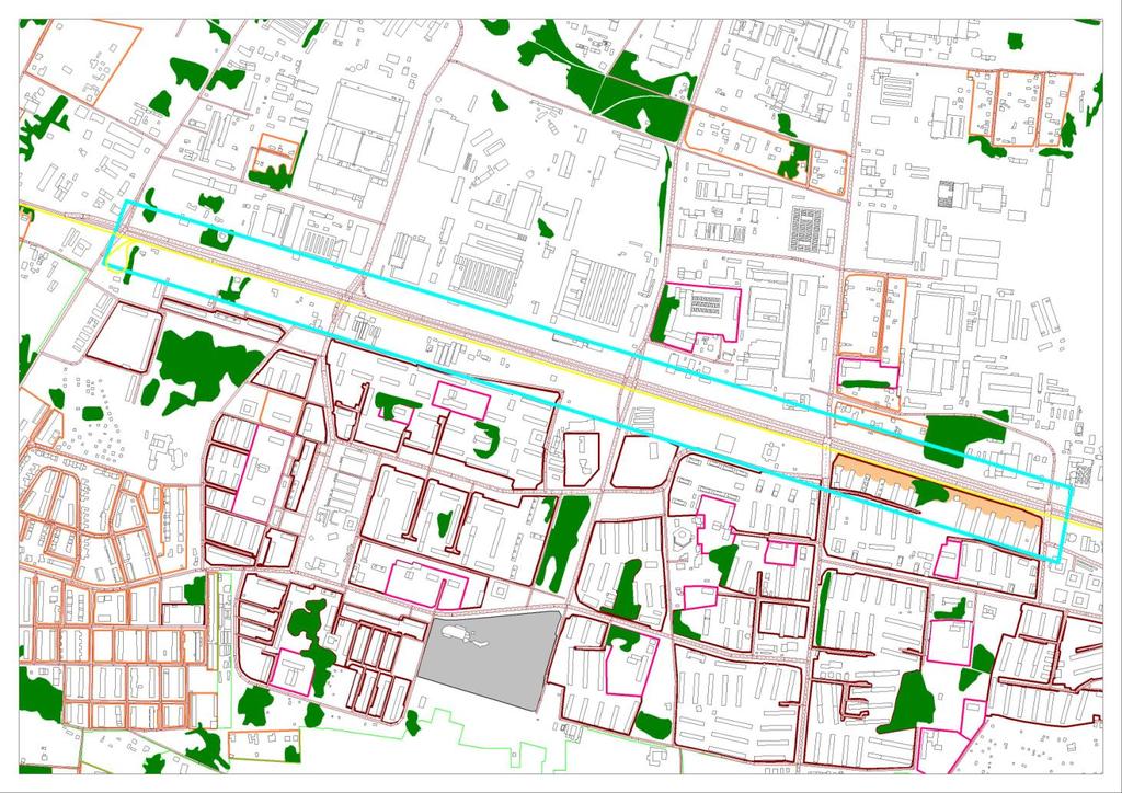 Mapa rozkładu przekroczeń wskaźnika Ln przed zastosowaniem działań Programu Obszar