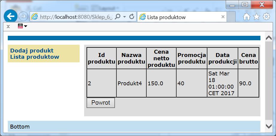 2.8. Po uruchomieniu formularza Lista produktow w obu