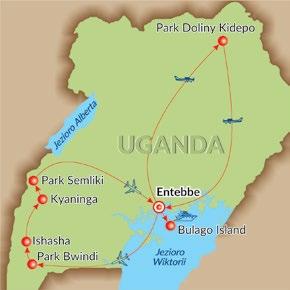 Entebbe Po przylocie do Entebbe w hali przylotów zostaną Państwo powitani przez przedstawiciela Luxury Travel. Zakwaterowanie ze śniadaniem w Luxury Guest House. Dzień 2.