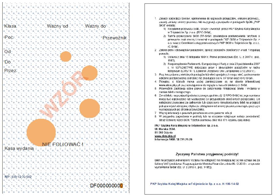 Wzór nr 3c do 5 RPO SKM Bilet