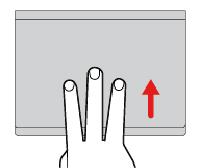 Przesuwanie trzema palcami w dół Połóż trzy palce na trackpadzie i przesuń je w dół, aby wyświetlić pulpit.