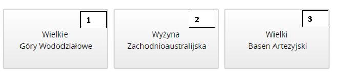 Zadanie 11 (0 1 pkt) Ułóż nazwy regionów (od 1 do 3), które kolejno napotka podróżnik wędrujący w Australii wzdłuż zwrotnika Koziorożca z zachodu na wschód.