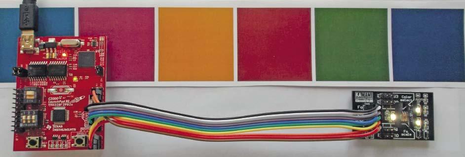 C2 Piccolo LanuchPad (2) Łatwy pomiar koloru Scalone czujniki koloru RGB pozwalają na łatwe dodanie pomiaru koloru do systemu procesorowego. Znajduje to zastosowanie w wielu dziedzinach.