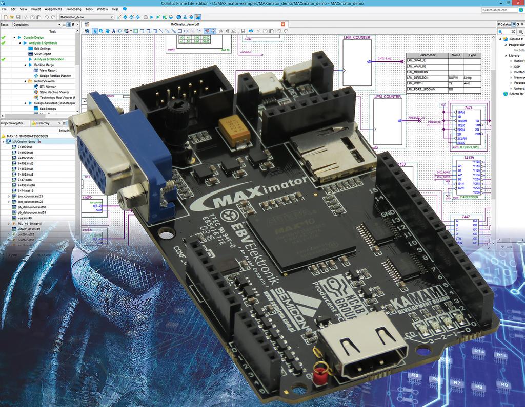 Pierwsze kroki z FPGA (2) Szkoła MAXimatora pierwszy projekt z edytorem schematów Projekt w FPGA 0000 D[3.