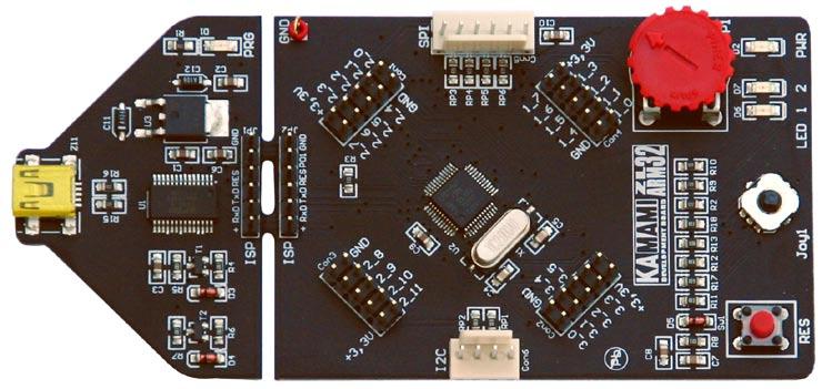 ZL32ARM Zestaw uruchomieniowy z mikrokontrolerem LPC1114 i wbudowanym programatorem 13 Programator ISP Częścią zestawu ZL32ARM jest programator ISP wyposażony w interfejs USB.