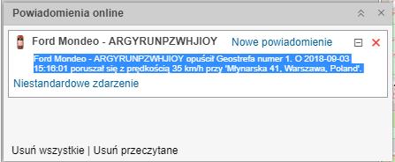 Możliwe jest również między innymi ustawienie ograniczenia prędkości w geostrefie.