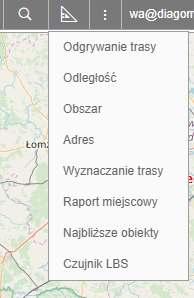 19 10 Narzędzia Wybór narzędzi jest dostępny pod ikoną ekierki w głównym menu w prawym górnym rogu.