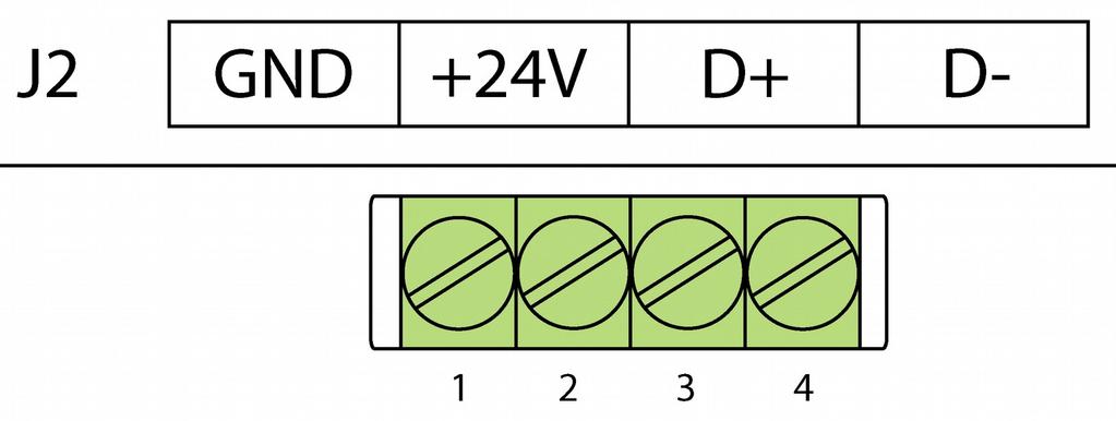 4.1.4. Złącze zasilające i komunikacyjne J2 modułu MCTH-1 Rys. 5. Widok konektora zasilającego i komunikacyjnego J2 Tabela 4.