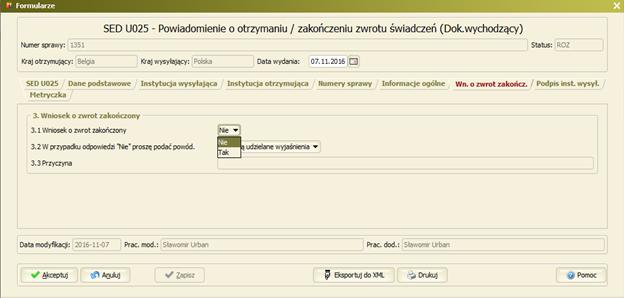 3.7 Umożliwiono automatyczne określanie statusu sprawy dotyczącej rozliczenia zwrotów za dany okres z danego państwa.