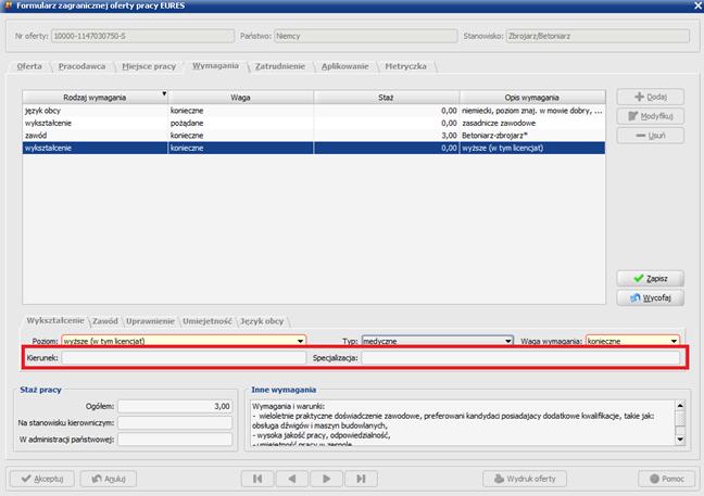 ważne od: data_ważności_oferty_od, gdzie numer_oferty, państwo, nazwa_stanowiska i data_ważności_oferty_od, są zastępowane danymi z oferty, której dotyczy powiadomienie.