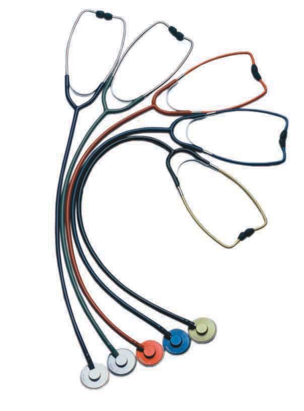 STETOSKOPY Art. Nr Erkaphon Każdy stetoskop zapakowany w pudełko, wyposażony w czarne oliwki, z drenem do wyboru z 6 różnych kolorów.