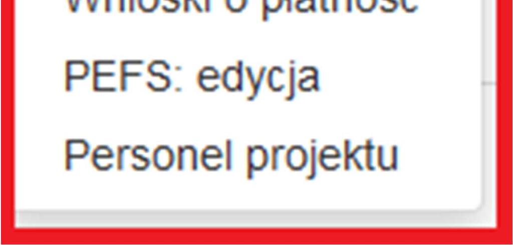 Utworzenie nowego wniosku o płatność jest możliwe z głównej strony aplikacji - Realizowane projekty.