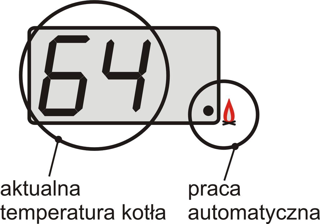 3. Parametry sterownika. W ekranie głównym wyświetlana jest aktualna temperatura wody w kotle.