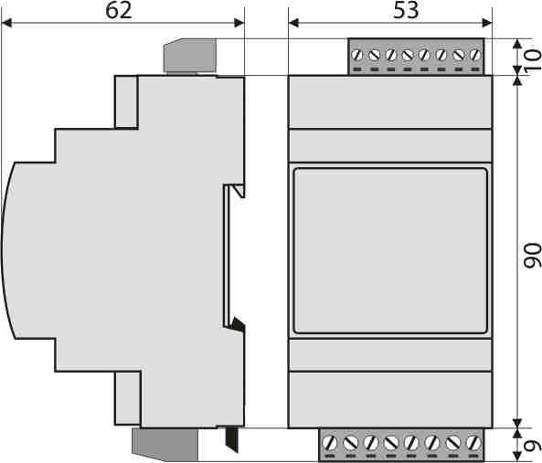 MOCUJACEGO c) AR660 Typ obudowy na listwę, Modulbox 3MH53 Materiał ABS/PC Wymiary obudowy 53 x 90 x 62 mm (S x W x G) Mocowanie na listwie TS35 (DIN EN 50022-35) Przekroje przewodów 2,5mm 2