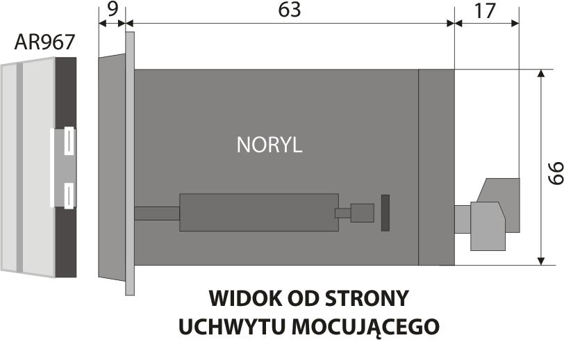 Okno tablicy 138 x 67 mm (S x W) Pokrywa ochronna IP54 AR967 (opcja) Mocowanie uchwytami z boku obudowy Przekroje przewodów 2,5mm 2 (zasilanie i wyjścia 2-stanowe), (dla złącz rozłącznych) 1,5mm 2