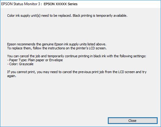 Wymiana Pojemniki z tuszem i innych materiałów eksploatacyjnych Tymczasowe drukowanie czarnym tuszem Windows 1.