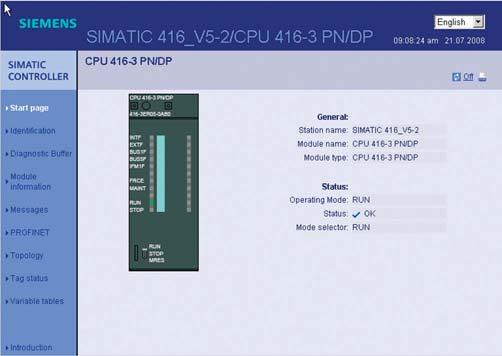 Zintegrowany Web serwer diagnostyczny Dowolna stacja klienta sieci Web, taka jak komputer PC, Multi Panel czy urz dzenie PDA, mo e u y standardowej przegl darki WWW i mie dost p do danych