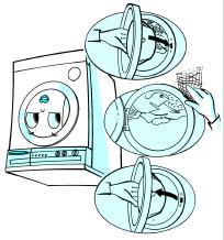 Zdjąć kółka z firanek lub zawiązać je w woreczku z tkaniny. Prać tylko taką bieliznę, która nadaje się do prania w pralce. Bieliznę o małych wymiarach (np.: rajstopy nylonowe, paski, itp.