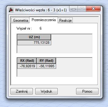 8. Odczytanie współczynników układu równań Współczynnik δ 11 1. Z listy wybieramy przypadek obciążenia X1 3.