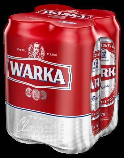 2,25 ZŁ / 1 PUSZKA Piwo Warka Classic 4 x 0,5 l,