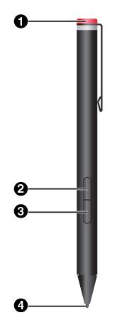 Omówienie rysika 1 Zaślepka końcowa Odkręć zaślepkę końcową, aby zainstalować lub wymienić baterię.