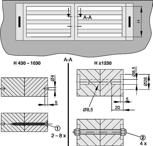 Montaż Ogólne informacje dotyczące montażu > Montaż przylegających klap Uszczelka ceramiczna jest częścią pakietu dostawy (chyba, że ustalono inaczej) Impregnacja i malowanie Impregnacja lub