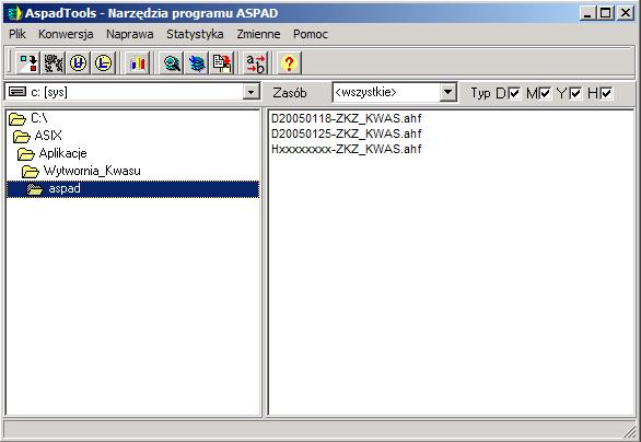 Wstęp dokumentacja AspadTools przepakowania danych do nowego pliku. 1.3. Uruchamianie programu z parametrami Program AspadTools.