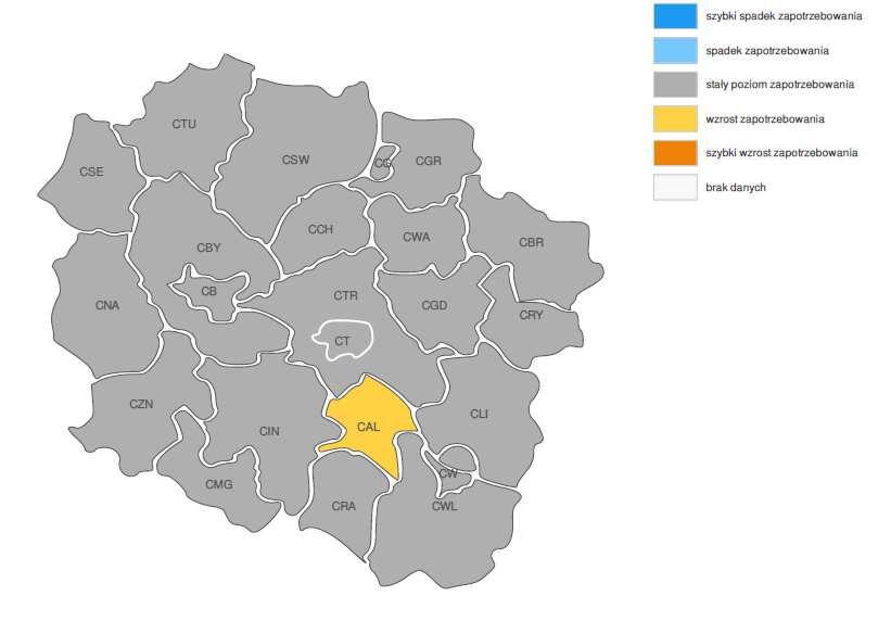 PROGNOZA NA 2018, WOJEWÓDZTWO KUJAWSKO-POMORSKIE ZMIANA ZAPOTRZEBOWANIA NA PRACOWNIKÓW W GRUPIE ZAWODÓW: FIZJOTERAPEUCI I MASAŻYŚCI WG POWIATÓW PROGNOZA NA 2018,