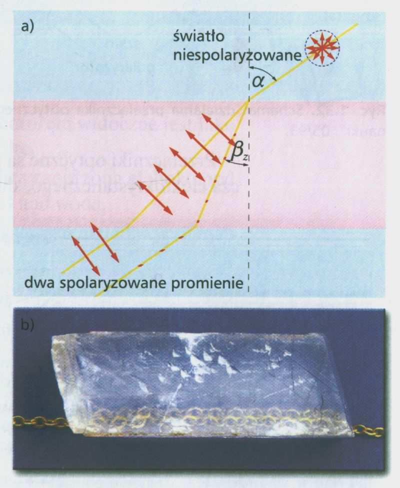 polaryzaji kątm rwstra, światło odbit jst ałkowii spolaryzowan i występują tylko składow prostopadł. Promiń załamany jst wówzas zęśiowo spolaryzowany.