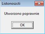 Jednorazowo przy pierwszej konfiguracji programu należy kliknąć Utwórz ODBC.