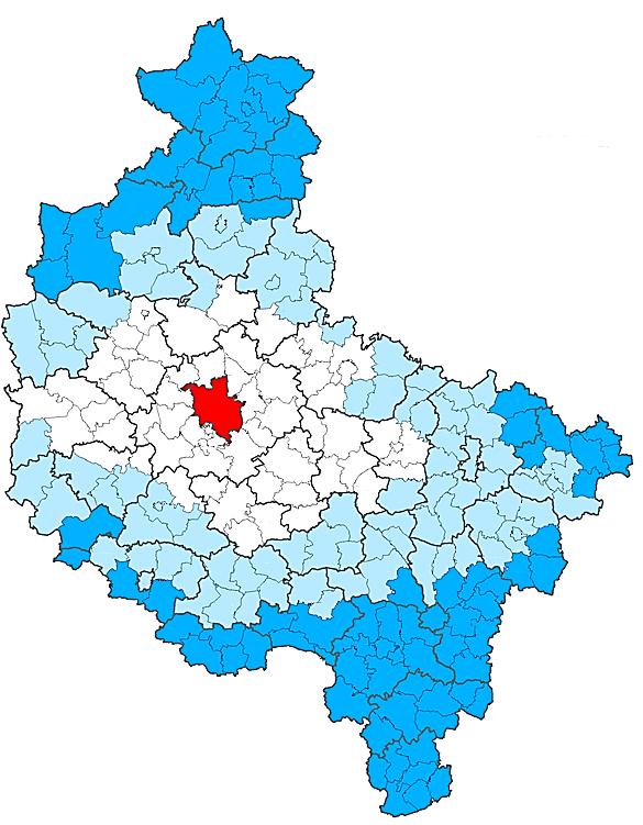 C.4 Obszary o najniższej dostępności transportowej do ośrodka wojewódzkiego Źródło: