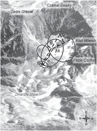58 BUDOWA POKRYW GRUZOWYCH STOKI OBRYWOWO-USYPISKOWE Stożki gruzowe w Koziej Dolince, utworzone u podnóży skalnych ścian w strefie wysokościowej od 1945 m n.p.m. do 2050 m n.p.m., zajmują powierzchnię około 6 ha.