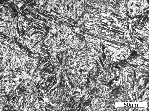 Microstructure 37MnCo6-4 steel used for conducting the quenching series for the following austenitizing